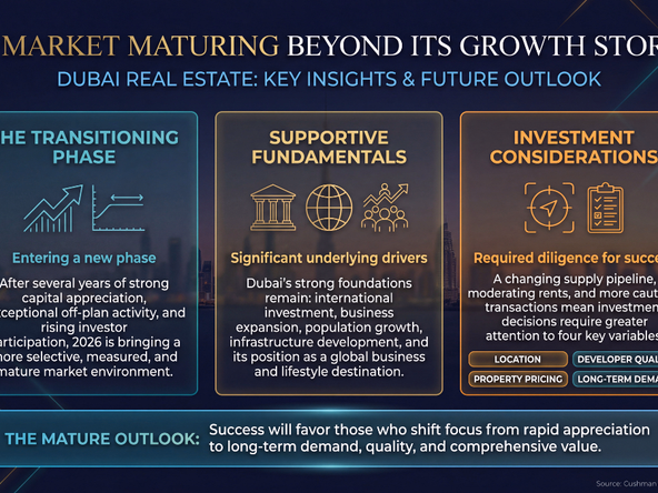 Dubai Real Estate Market Outlook 2026: Prices, Investment Opportunities & Property Trends Dubai Market Intelligence Dubai Real Estate Market Snapshot – 2026 What Is Driving Dubai's Property Market? Supply Trends—A More Competitive Market Dubai Property Prices—District-Level Perspective Where Are the Investment Opportunities? Risks and Market Headwinds The Shine Life Expert Perspective Looking Ahead—Our Outlook for 2026
